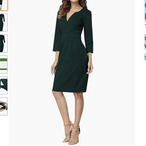 HiQueen Womens Elegant Slim Zipper Up Vintage Office Work Business Party Bodycon